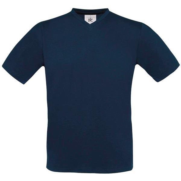 V-Kragen T-Shirt einfarbig Baumwolle