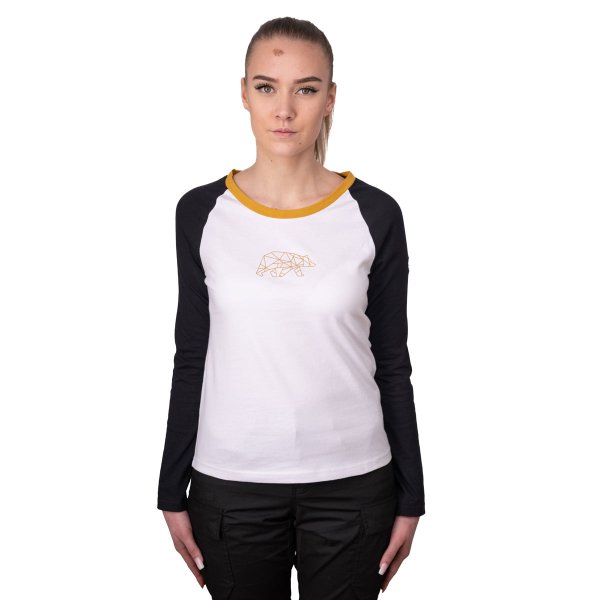 FORSBERG chemise bicolore à manches longues avec logo sur la poitrine pour femme